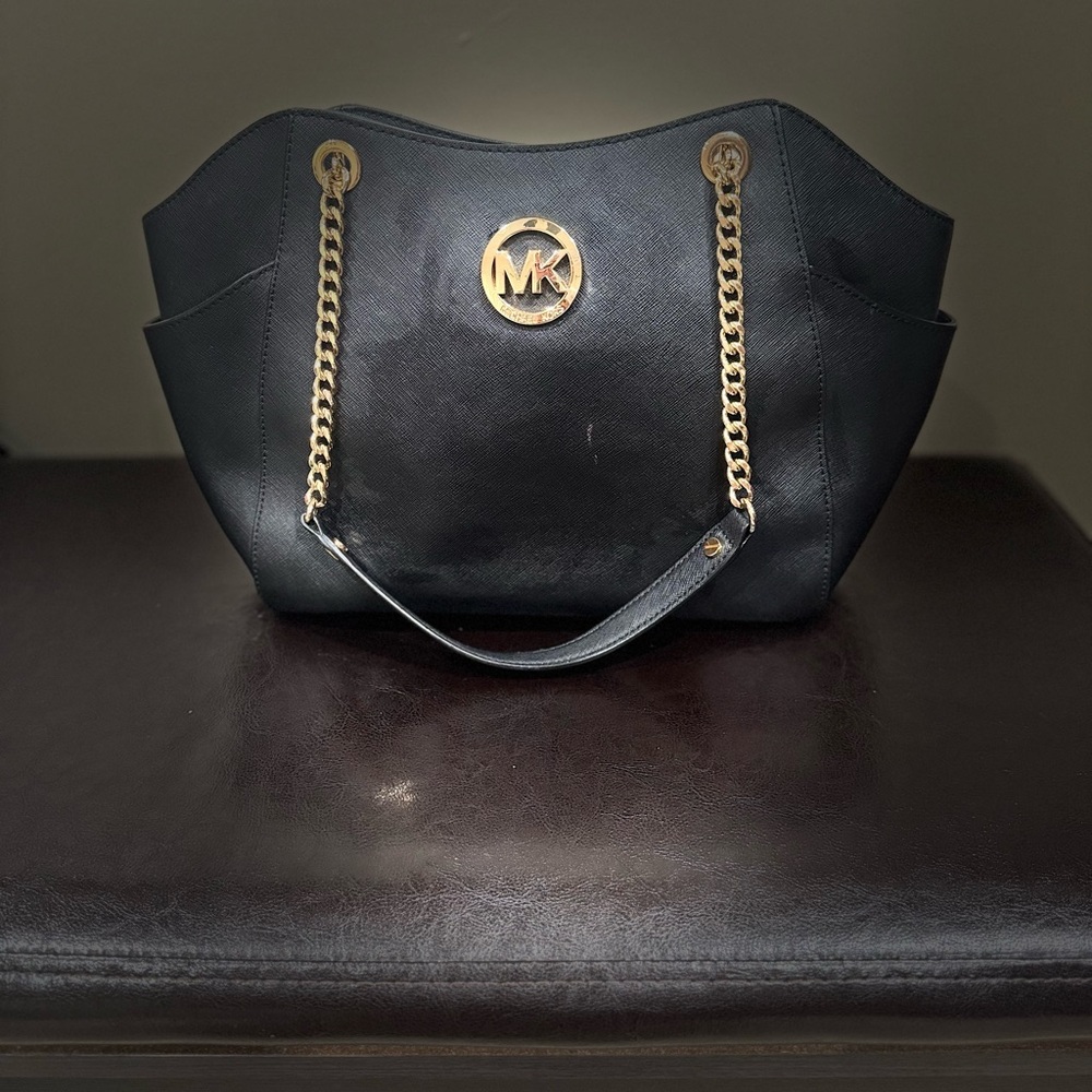 Michael Kors Black and Gold Shoulder Bag